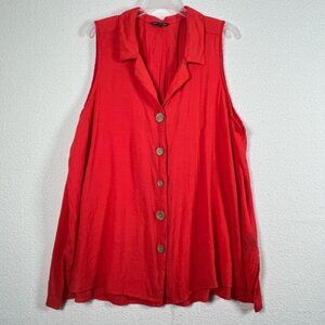 Unique Spectrum Womens Button-down Sleeveless Tunic Side Slits Plus Size 3X